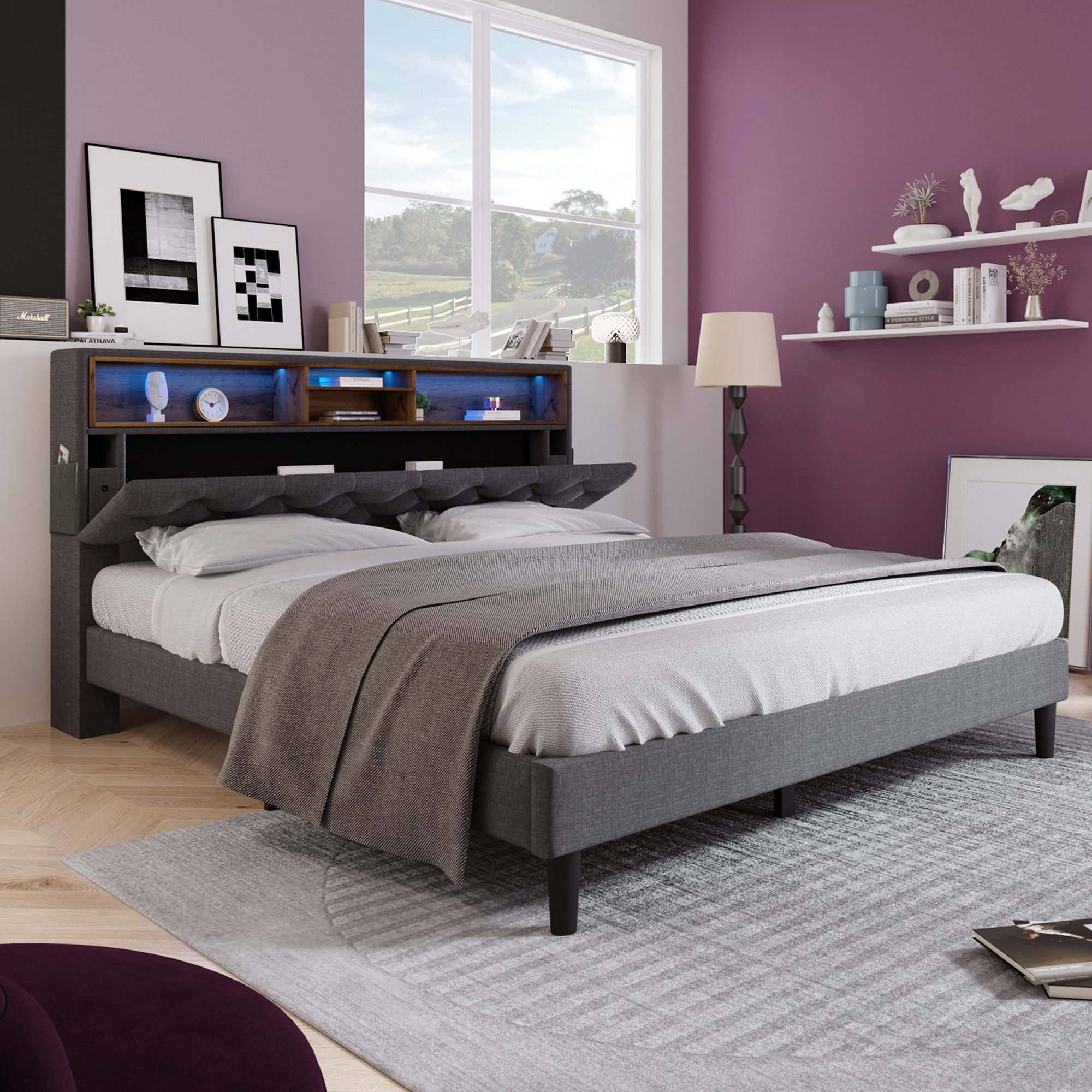 Ulife Polsterbett Doppelbett mit LED-Beleuchtung (Packung, 1 Bett) günstig online kaufen