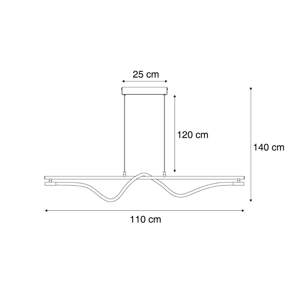Qazqa Pendelleuchte Twirl, LED fest integriert, Extra-Warmweiß, QAZQA Hängeleuchte, integrated, Schwarz, Stahl, Modern