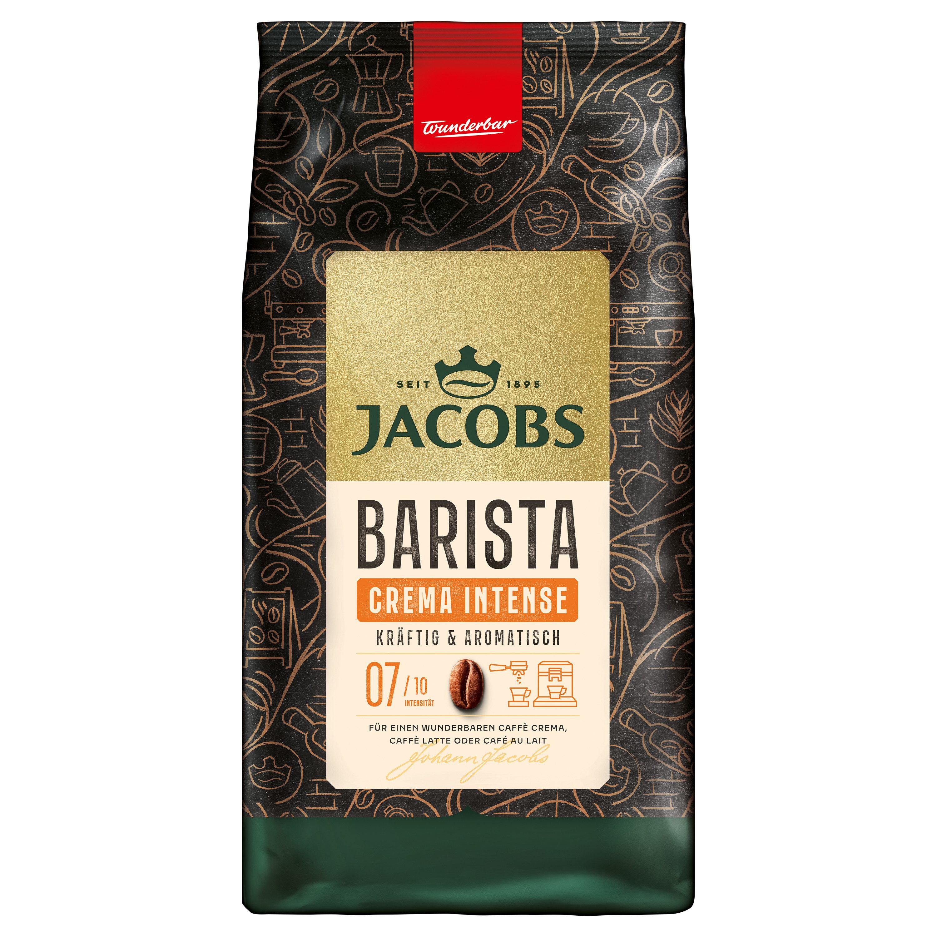 JACOBS Kaffee Barista Editions Crema Intense ganze Kaffee Bohnen 4 x 1 kg, 4000 g, (Packung, 4er Pack)