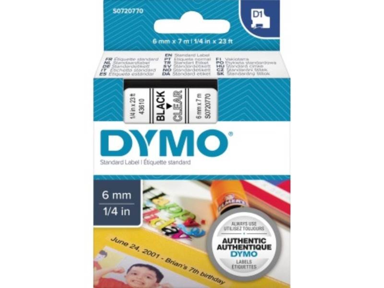 DYMO Kopierpapier DYMO Schriftbandkassette D1 S0720770 6mmx7m sw auf tr