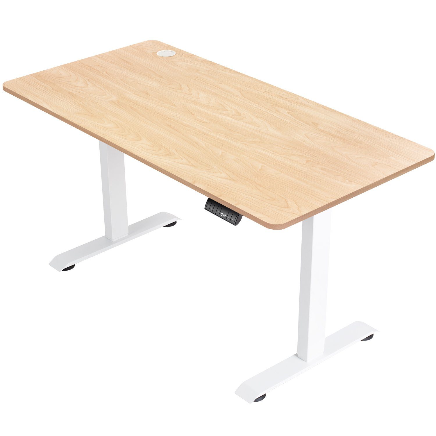 HOMALL Schreibtisch Höhenverstellbarer Schreibtisch elektrisch Eine komplette Tischplatte Beige
