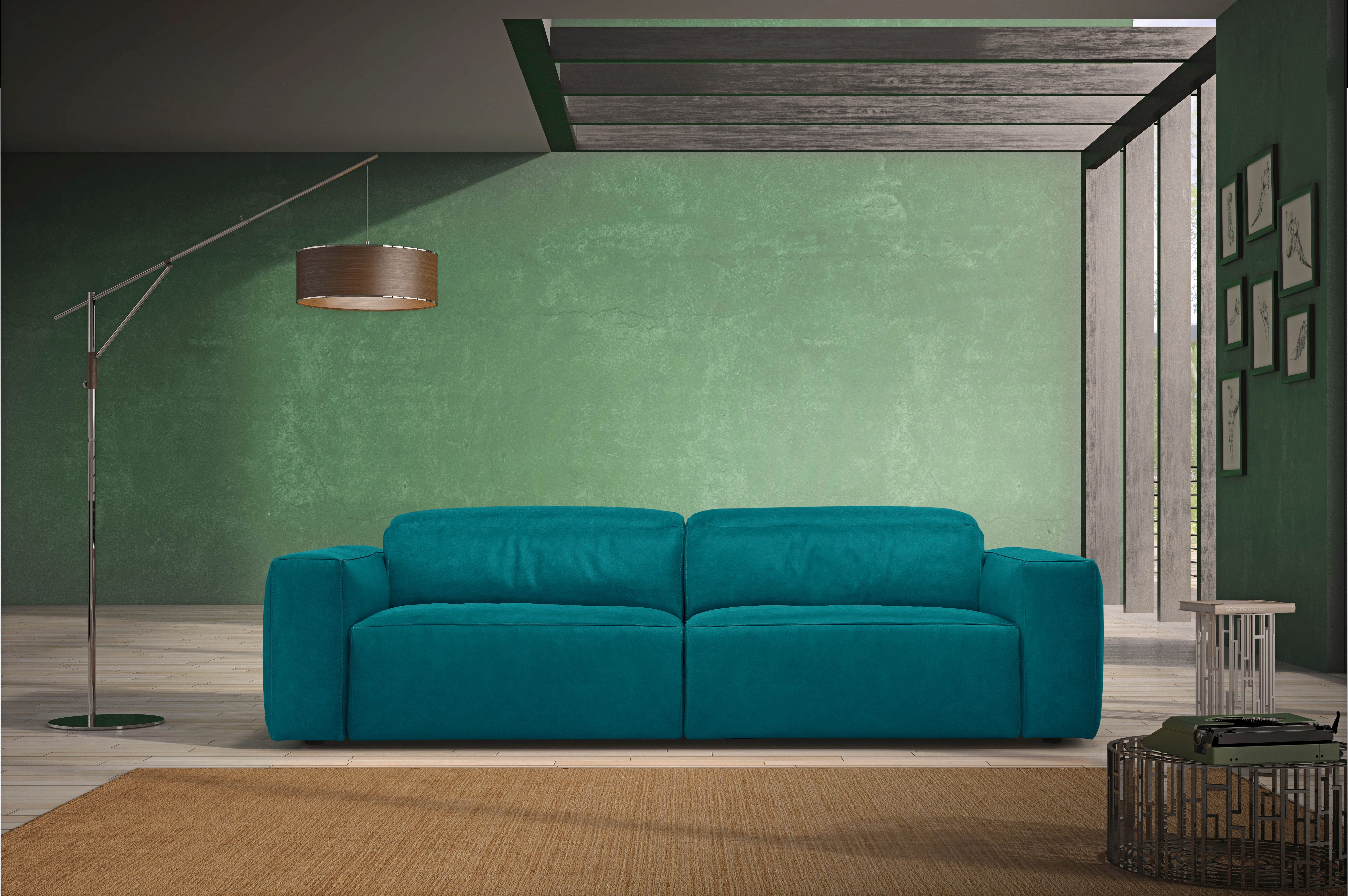 Egoitaliano 2,5-Sitzer Beverly, Designsofa mit erstklassigem Sitzkomfort und tollen Details, Breite 242 cm, verstellbare Kopfteile