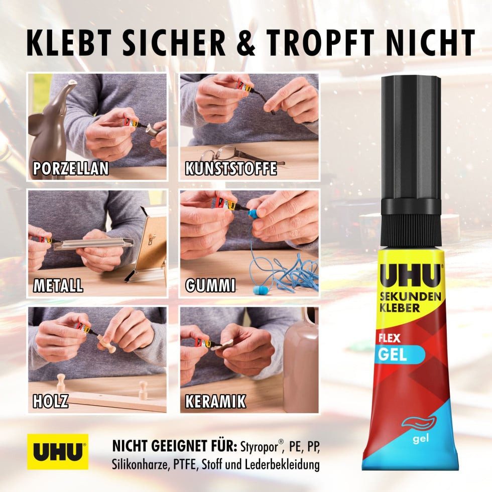 UHU Klebstoff UHU Sekunden Alleskleber geruchsfrei Superflex Gel