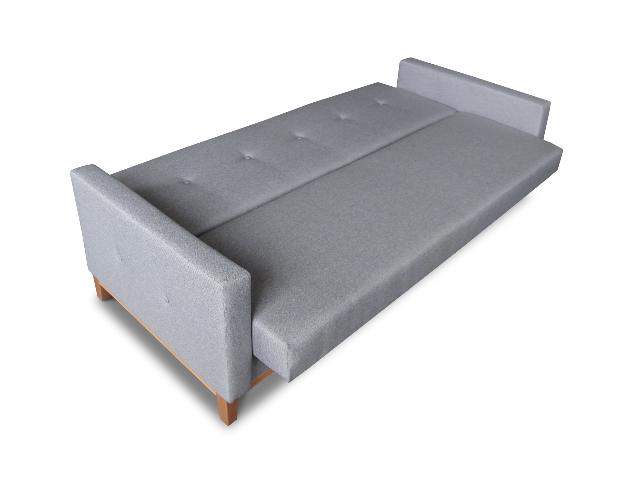 Sofnet Schlafsofa Wood, mit Schlaffunktion und Bettkasten, Bettsofa mit Holzfüße und Wellenfeder