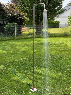 ADOB Gartendusche Design Gartendusche aus hochwertigem Edelstahl Nickel gebürstet, Kopfteil der Dusche kann 360 Grad geschwenkt werden