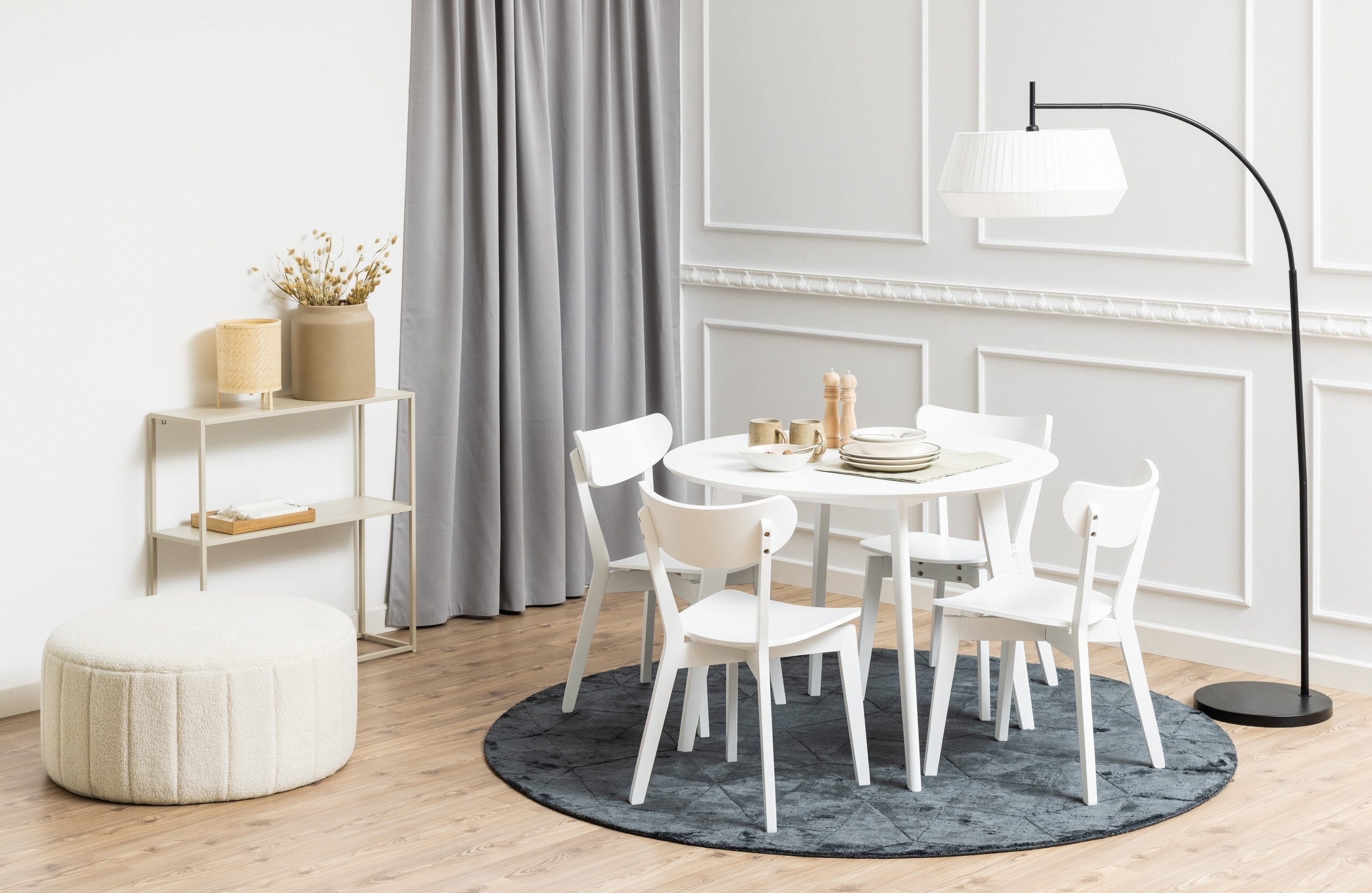 ACTONA GROUP Esstisch in weiss, MDF, Rubberwood - 76x105cm (HxD)