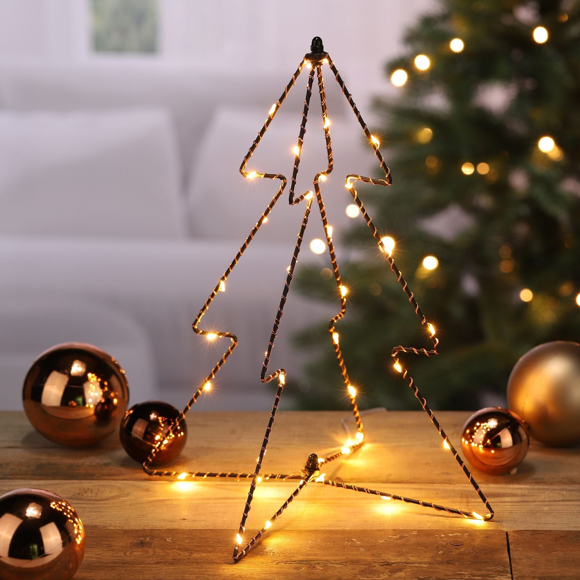 Spetebo Metall Weihnachtsbaum mit 100 LED in warmweiß - Lichterbaum außen  und innen als Weihnachtsbeleuchtung : : Beleuchtung