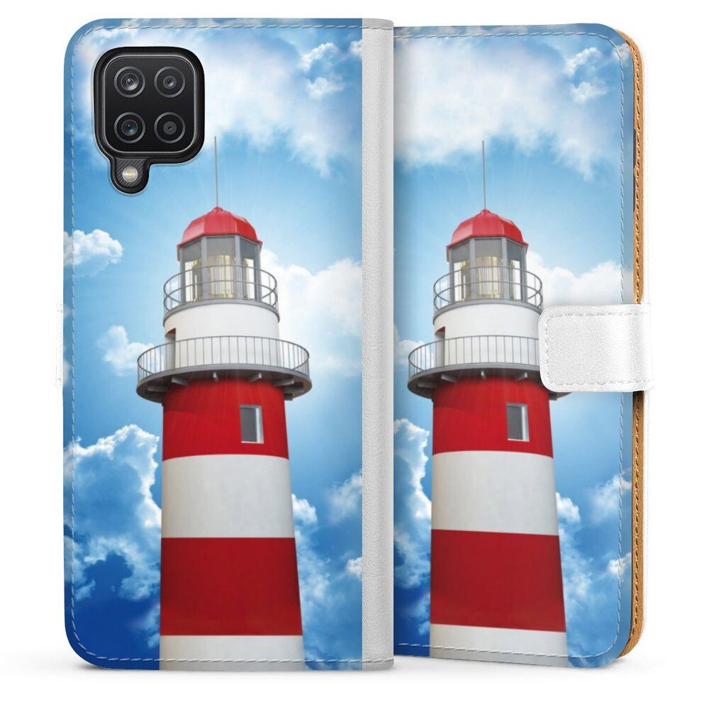 DeinDesign Handyhülle Leuchtturm Wolke Himmel Leuchtturm, Samsung Galaxy A12 Hülle Handy Flip Case Wallet Cover