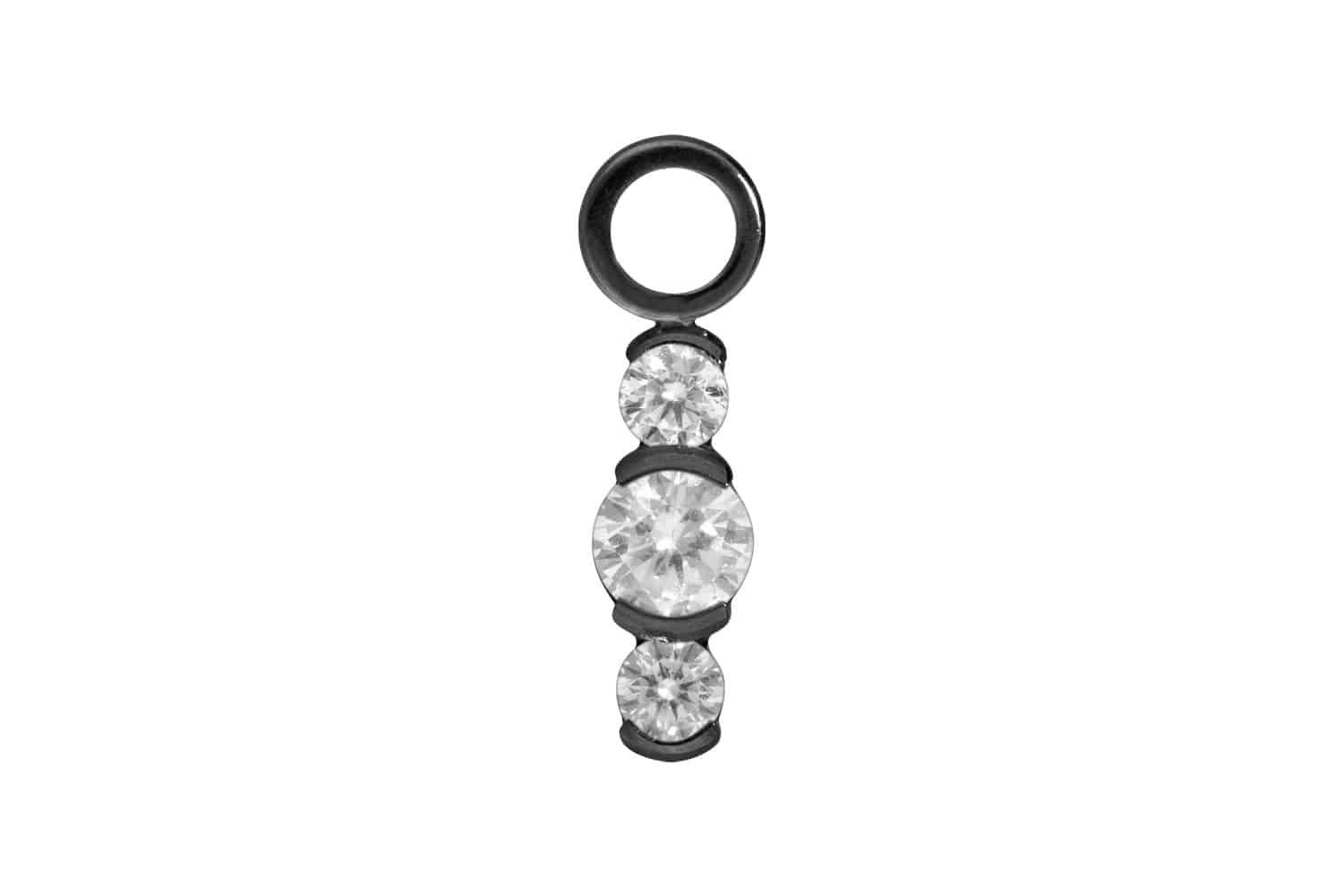 PIERCINGLINE Piercing-Set Titan Anhänger für Clicker 3 EINGEFASSTE KRISTALLE (Piercing-Anhänger, 1-tlg)
