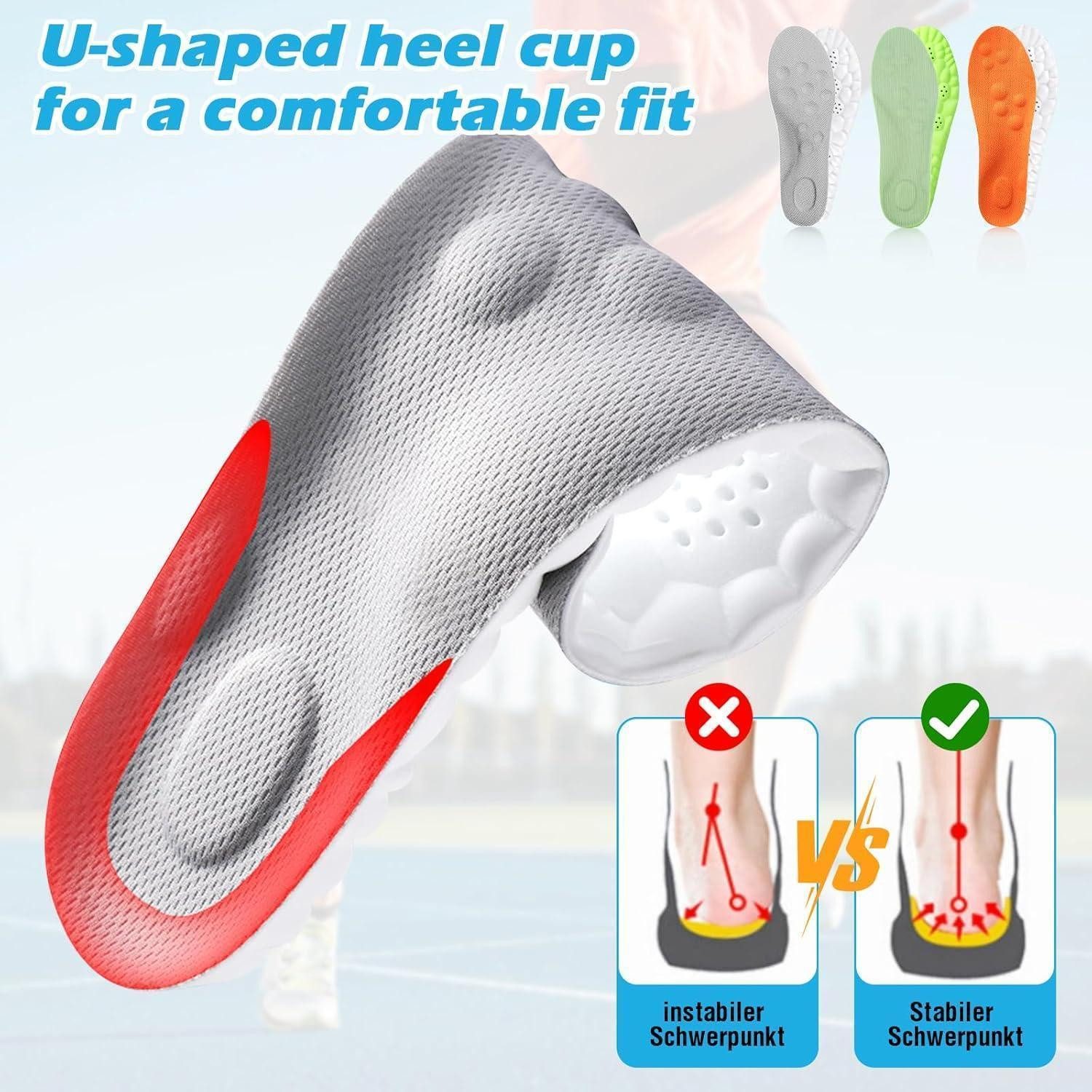 BINYI orthopädische Schuheinlagen Memory Foam Einlegesohlen 3 Paar Herren Damen Schuhe Fersensporn