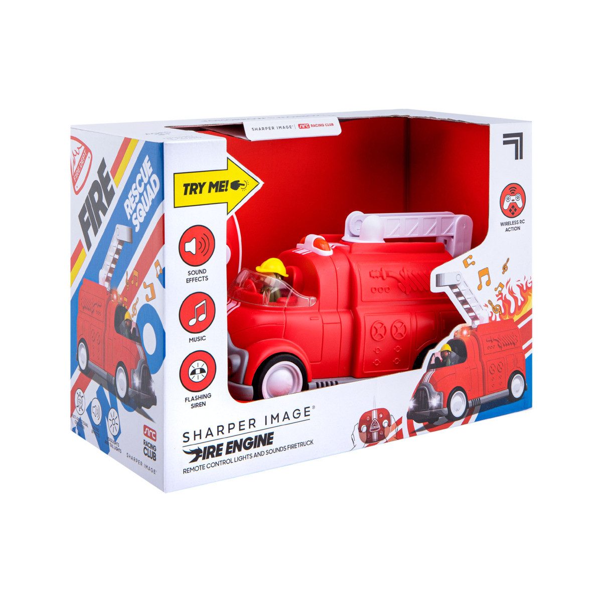Rössler Spielzeug-Feuerwehr SHARPER IMAGE Spielauto Feuerwehr mit Licht und Sound rot