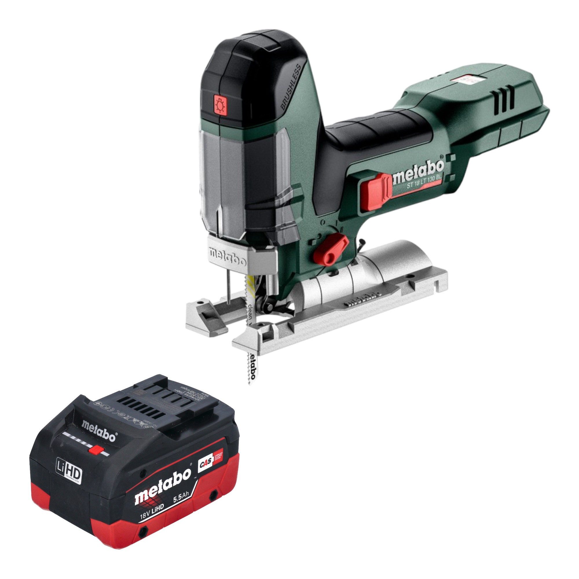 metabo Akku-Stichsäge ST 18 LT 130 BL 18 V 130 mm Brushless + 1x LiHD Akku 5,5 Ah