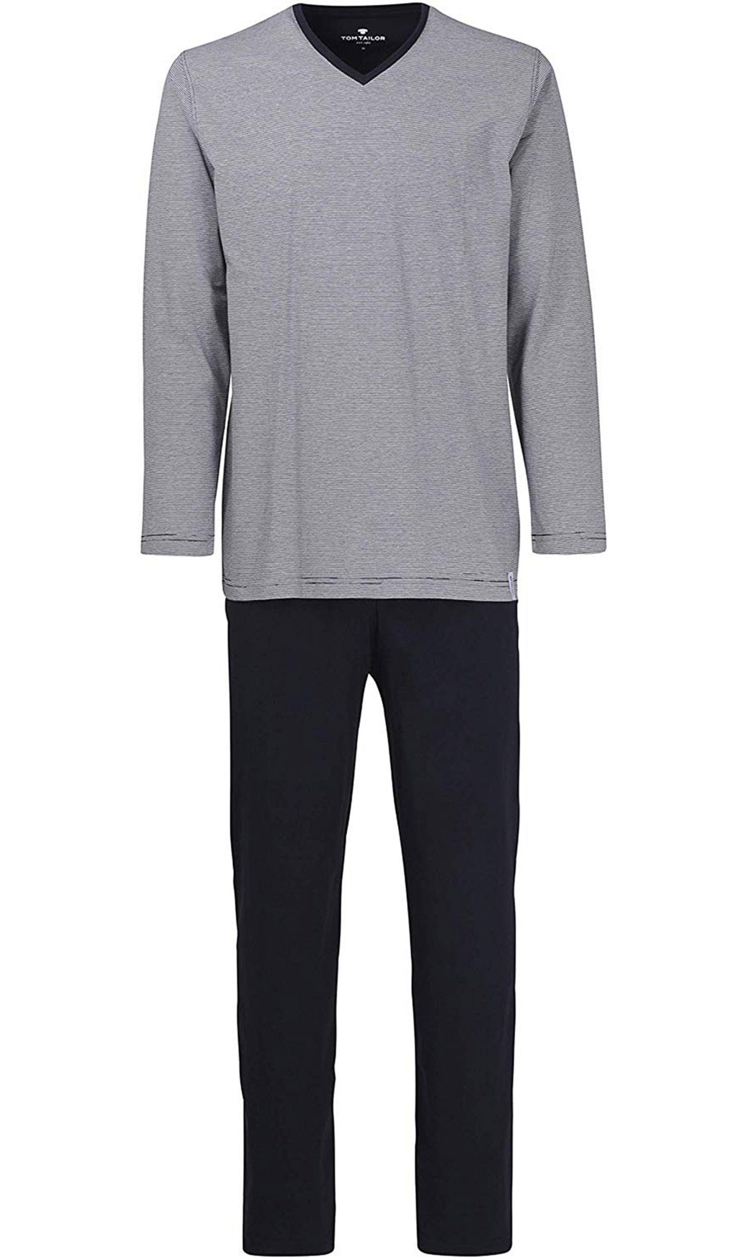 TOM TAILOR Pyjama »Pure Cotton« Herren Schlafanzug mit gestreiftem Oberteil  aus reiner Baumwolle online kaufen | OTTO