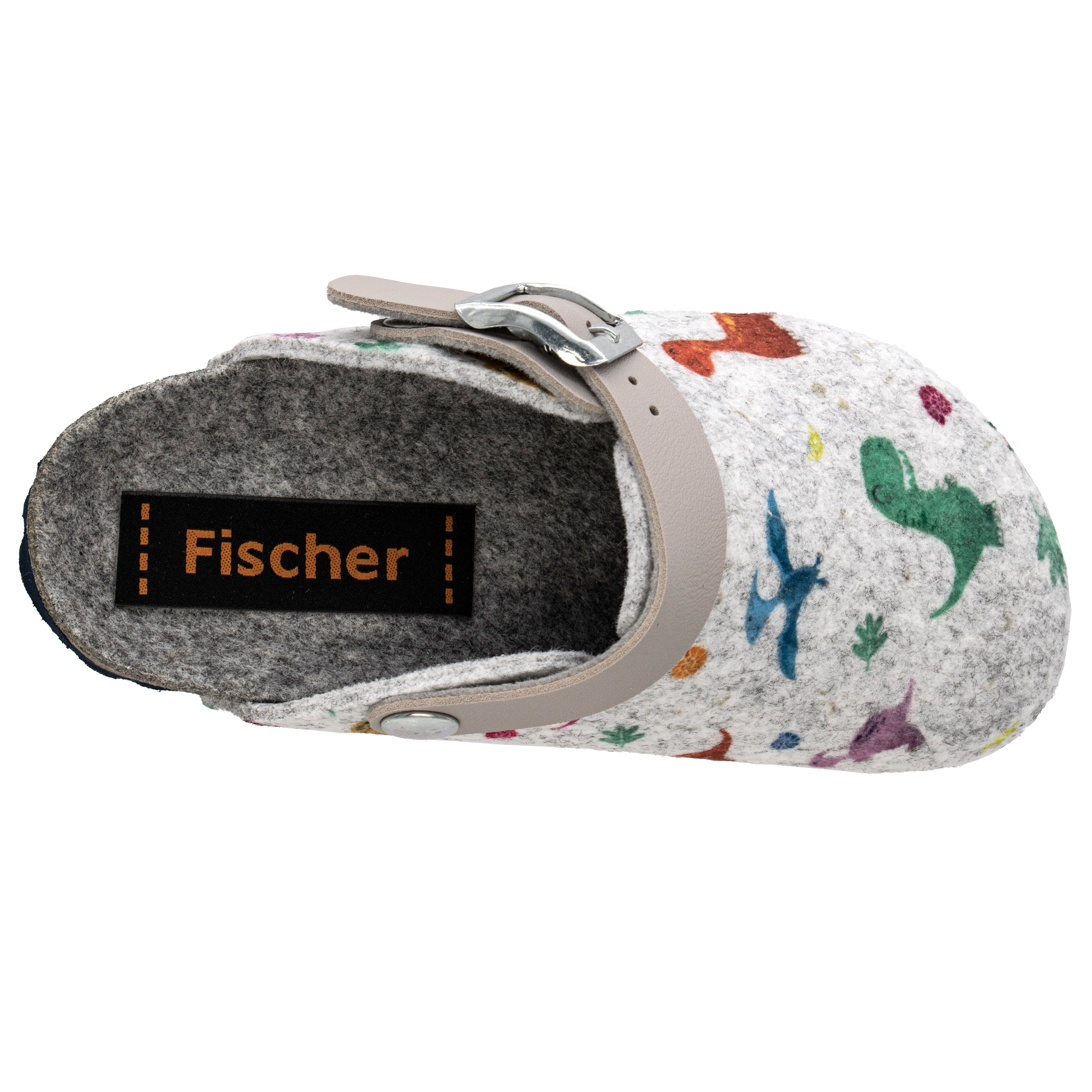 Fischer-Markenschuh Shetland Pantoffel aus Filz, mit Dino´s bedruckt, Filzfutter, Riemen nach hinten klappbar – Bild 3 von 5