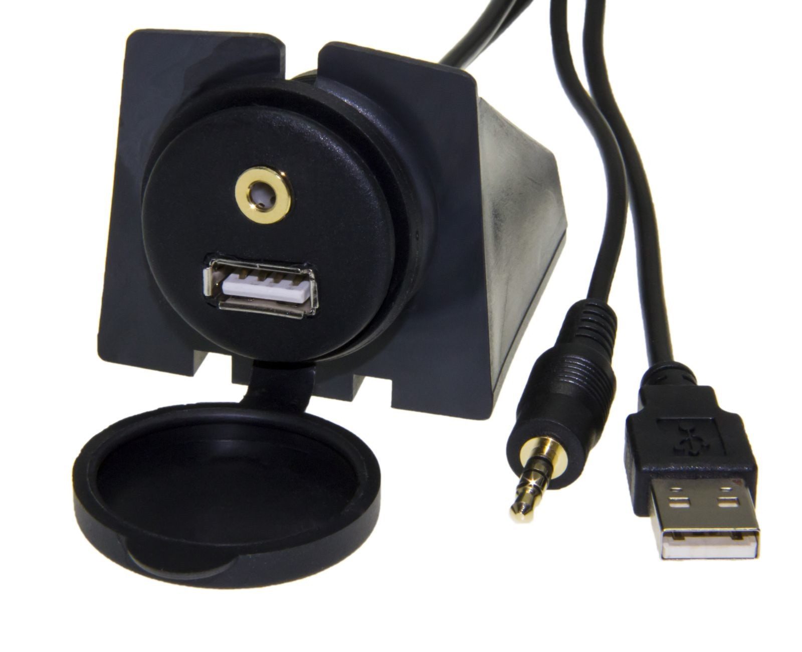 Adapter Universe USB Einbau Buchse Klinke 3,5mm Adapter Kabel KFZ Verlängerung AUX In KFZ-Adapter