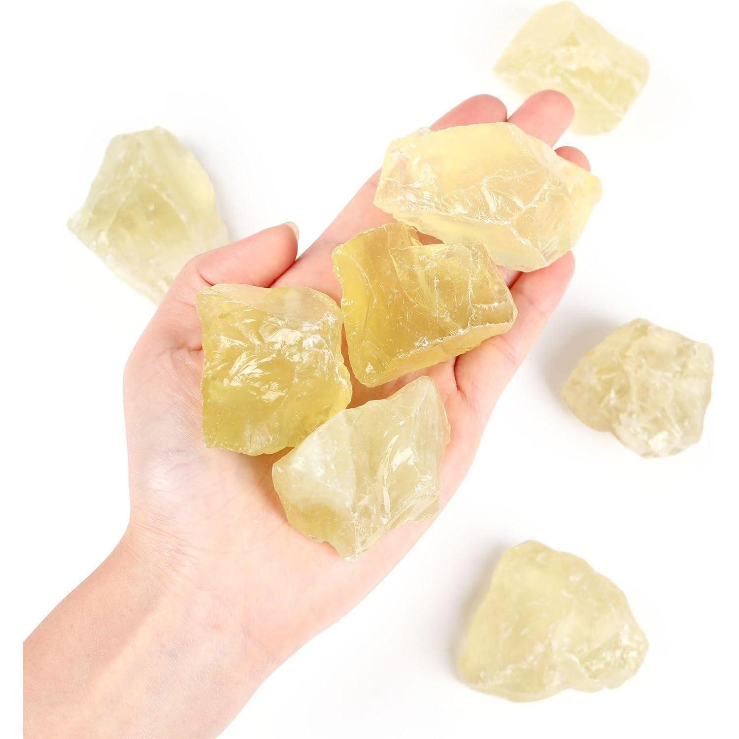 LuxusKollektion Edelstein Großes Citrin Rohsteine Premium Naturstein Kristalle 4 Stück Set