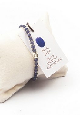 SAMAPURA Armband Blaues Jade Armband, Silber Faden