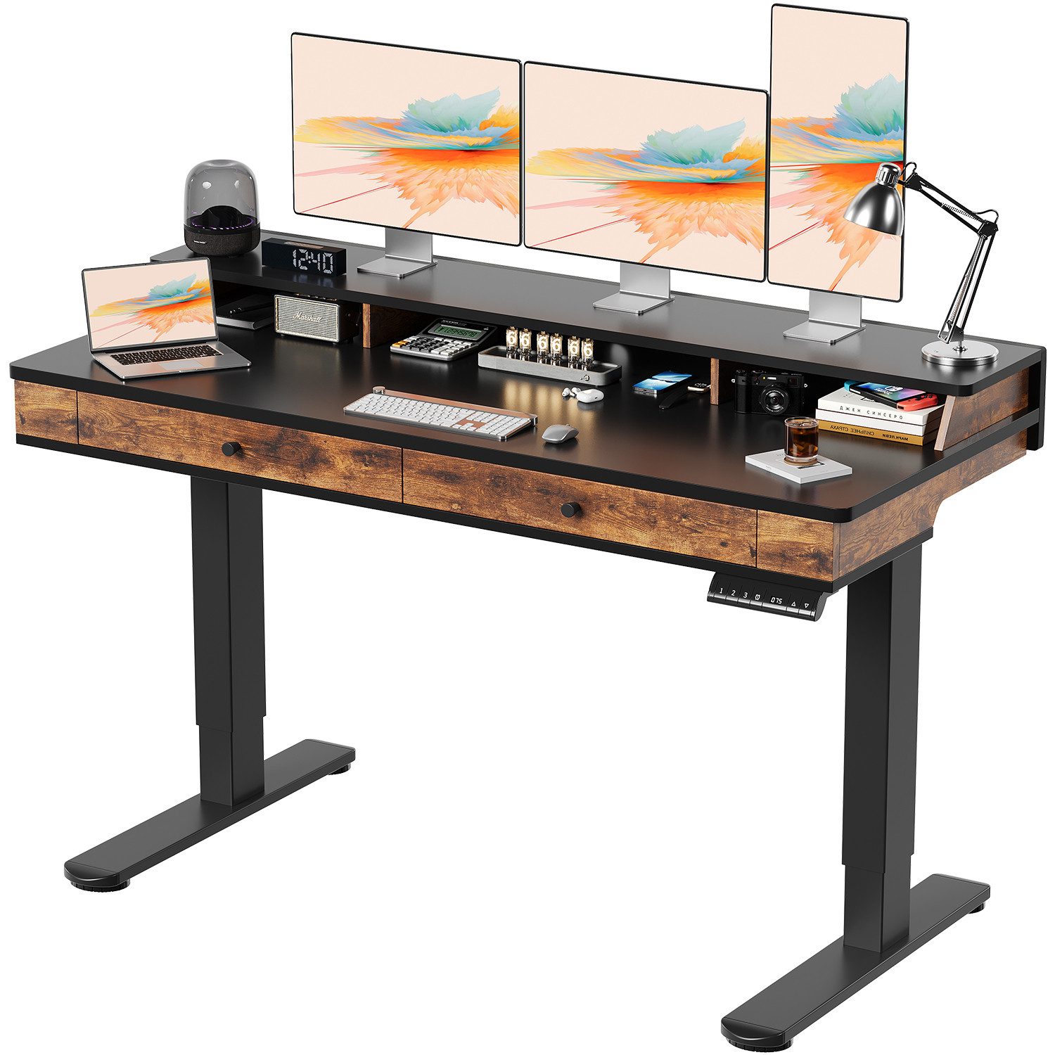 HOMALL Schreibtisch Höhenverstellbarer Schreibtisch mit 2 Schubladen (Großf günstig online kaufen