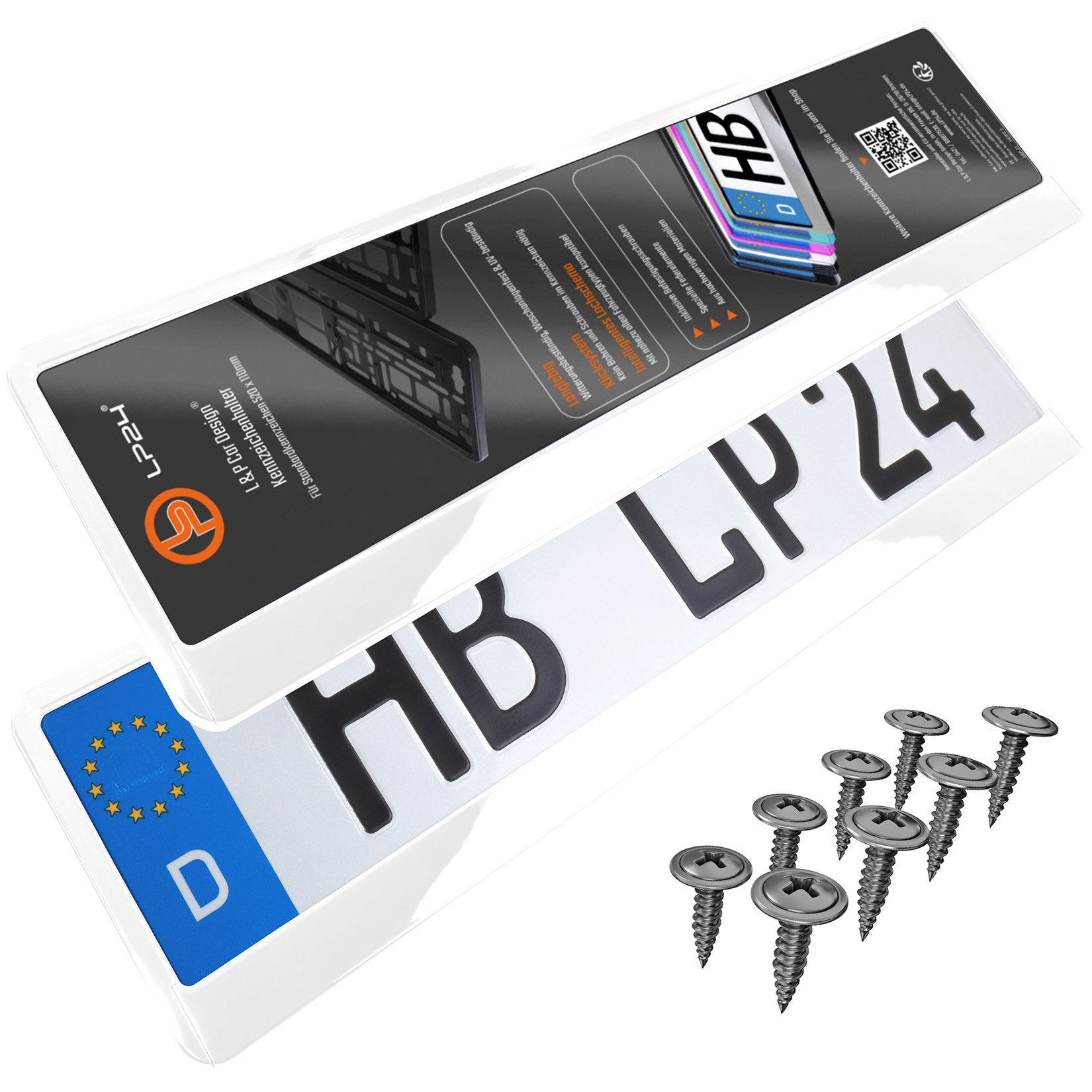 L & P Car Design Держатель номерного знака für Auto in Weiß-hochglanz Держатель номерного знакаung, (2 Stück)