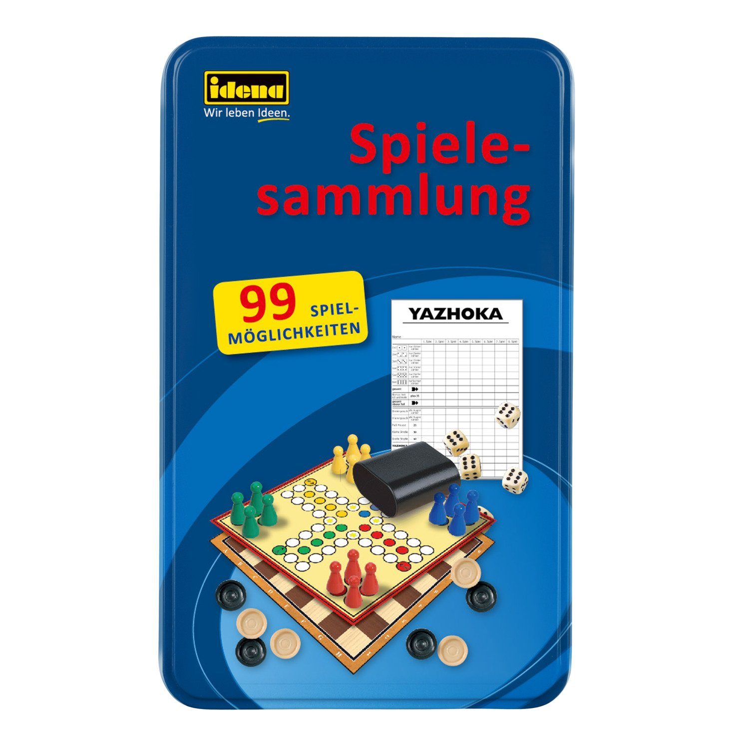 Idena Spielesammlung Idena 40216 40216-Spielesammlung mit 99 Spielmöglichkeiten, in Tinbox