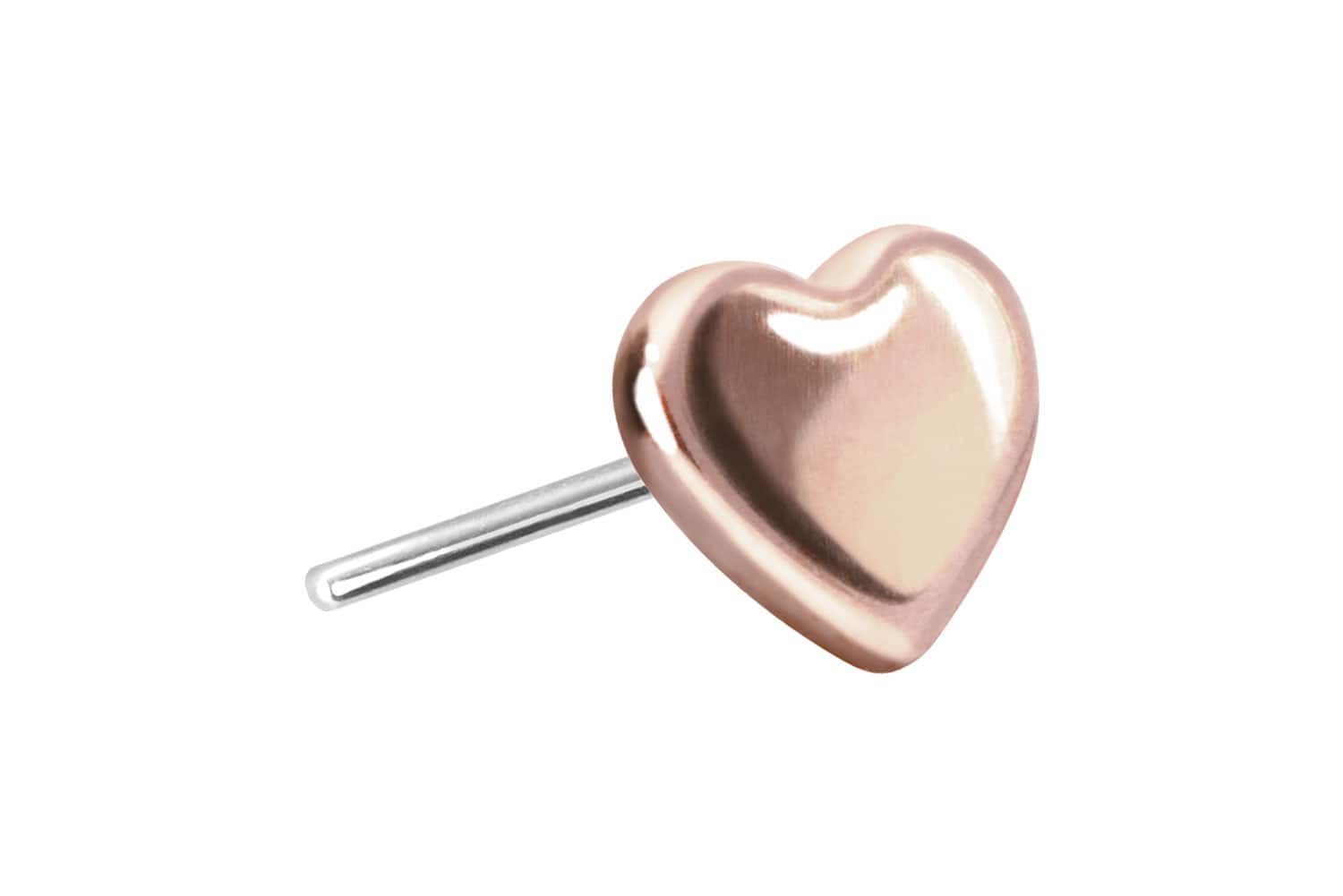 Piercing-Set 14 Karat Gold Aufsatz mit Titan Push Pin HERZ