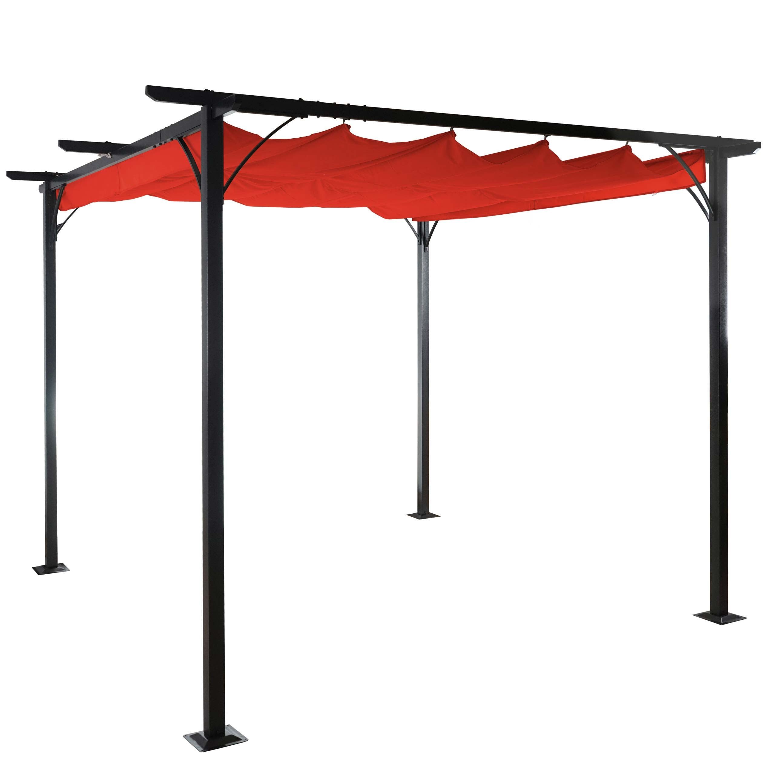 PROREGAL® Pergola Garten Pavillon 6cm-Gestell + Schiebedach Breite 300cm/350cm, BxTxH: 300x300x232 cm