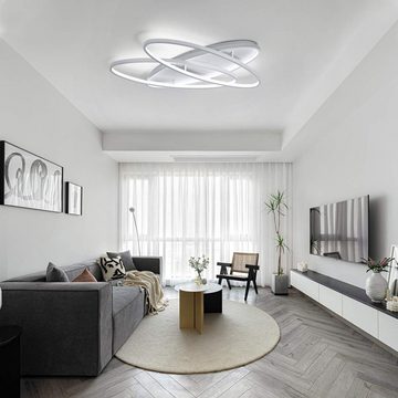 Nettlife LED Deckenleuchte Schlafzimmer Dimmbar Weiß 76W 2 Ring Modern Deckenbeleuchtung, Dimmbar mit Fernbedienung, LED fest integriert, Warmweiß, Neutralweiß, Kaltweiß, für Schlafzimmer Küche Wohnzimmer