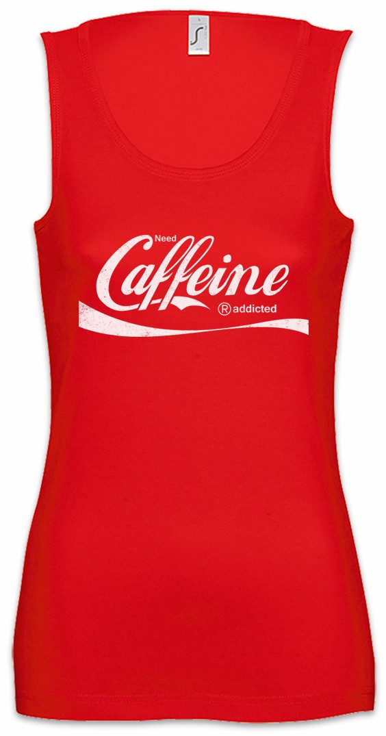 Urban Backwoods Tanktop Need Caffeine Ärmelloses Damen T-Shirt Cola Kola Love Liebe Coffein Caffeina Logo Sucht Süchtig