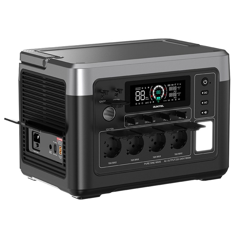 OUKITEL Stromerzeuger Tragbares Kraftwerk P1500 Plus, 1800 W 1536 Wh Outdoor-Generator, 4000 Zyklen LiFePO4, APP-Steuerung