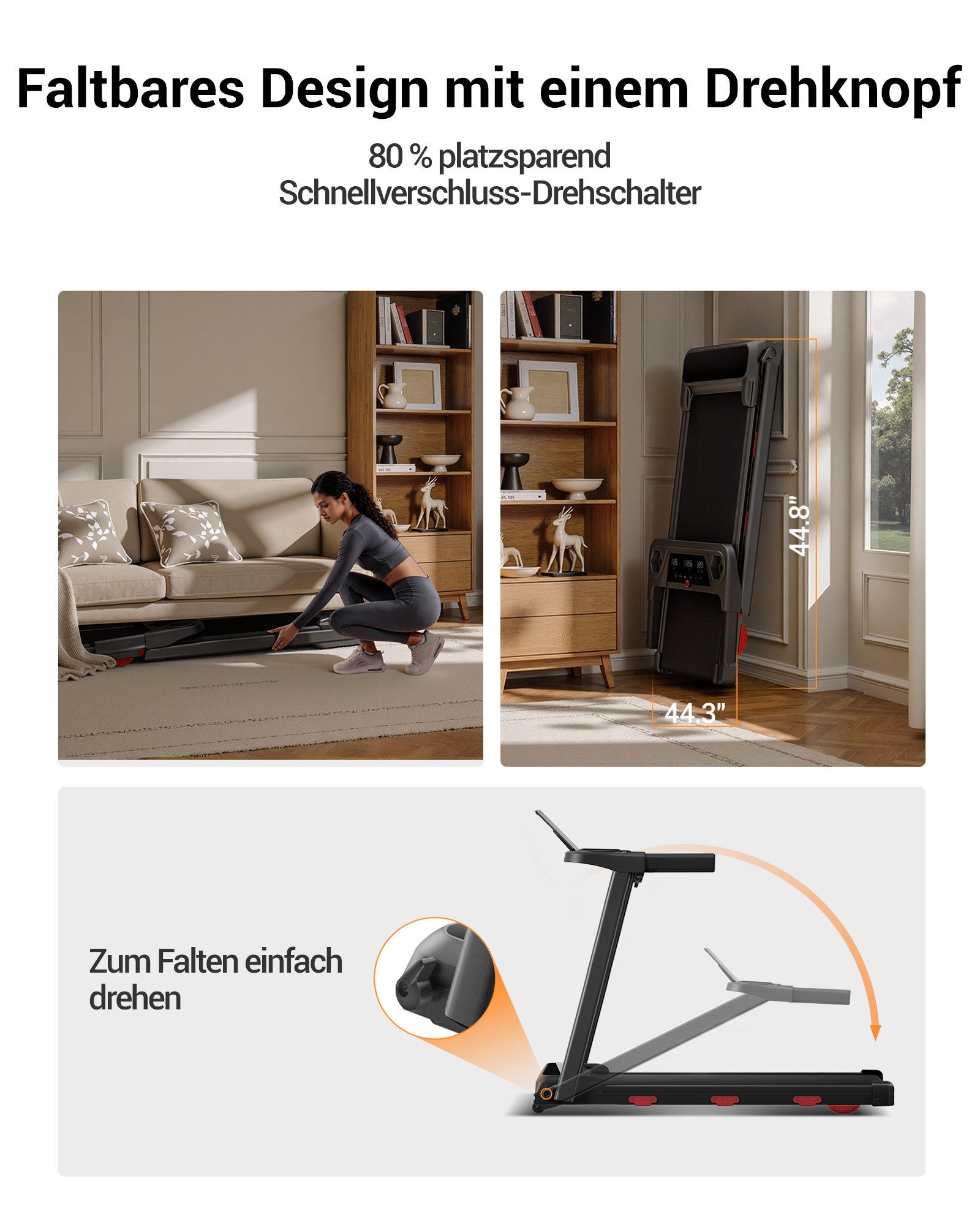 LONTEK Laufband für Zuhause mit Steigung AUTO 18%, 12KM/H Laufband für Zuhause (1-tlg), mit Tastenbedienung, MAX 160KG
