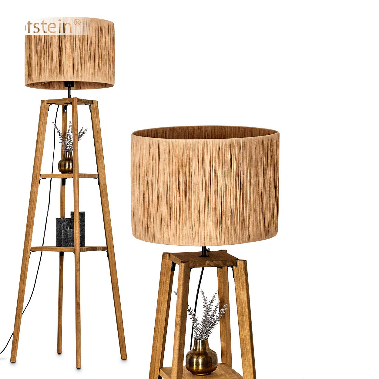 Stehlampe Stehlampe aus Holz/Bast in Naturfarben