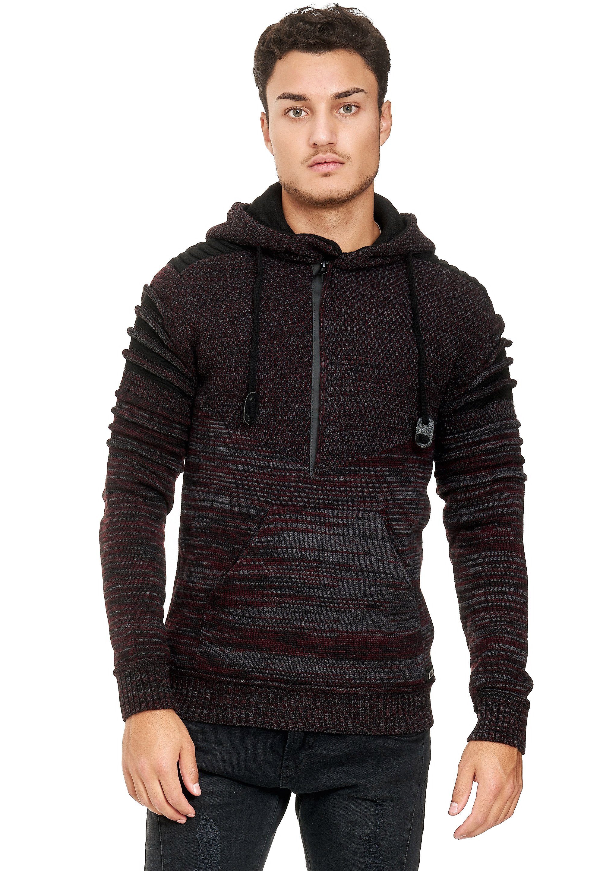 Rusty Neal Kapuzensweatshirt in bordeaux Strickdesign modernem