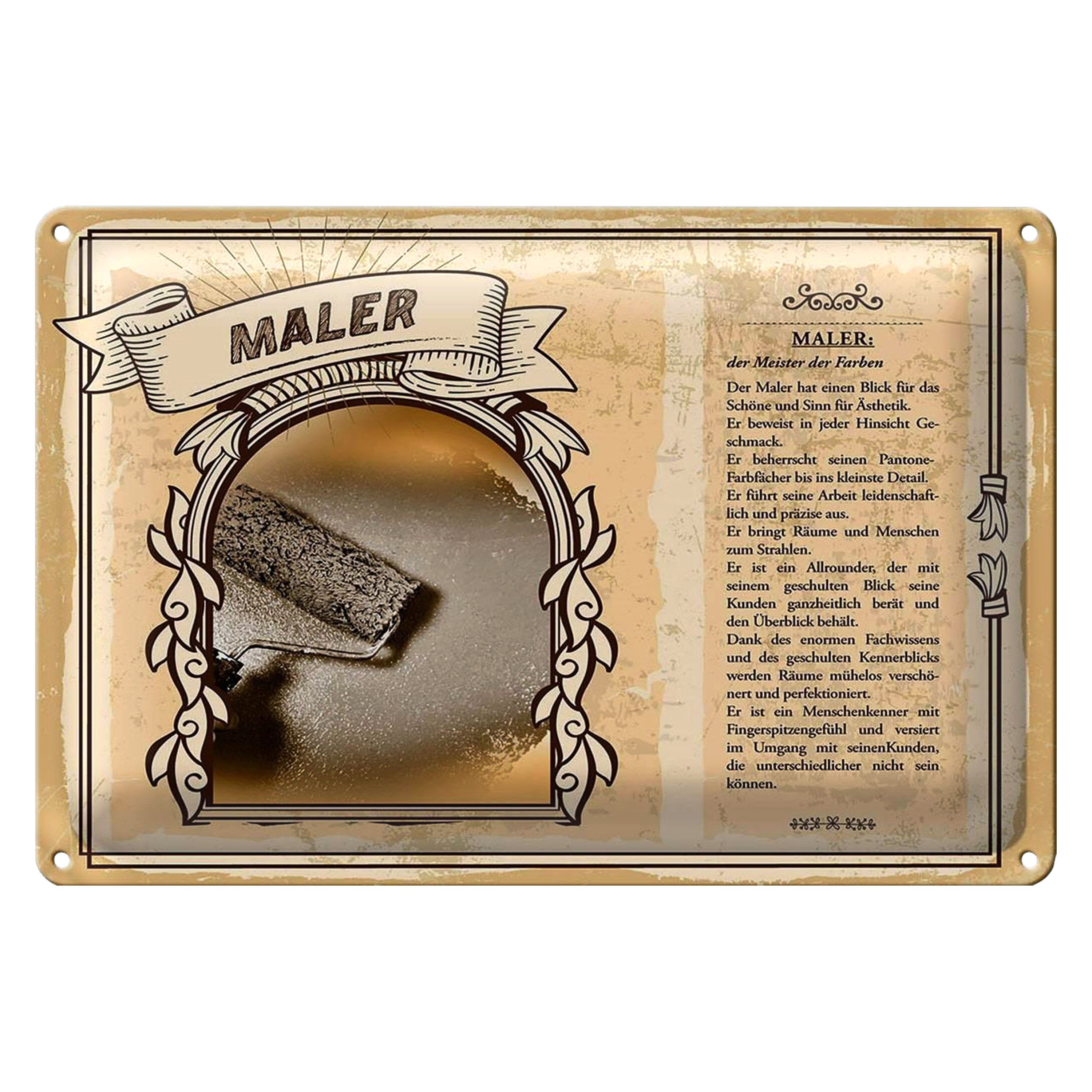 Roomando Metallschild Berufe 40x30cm Maler Meister der Farben streichen