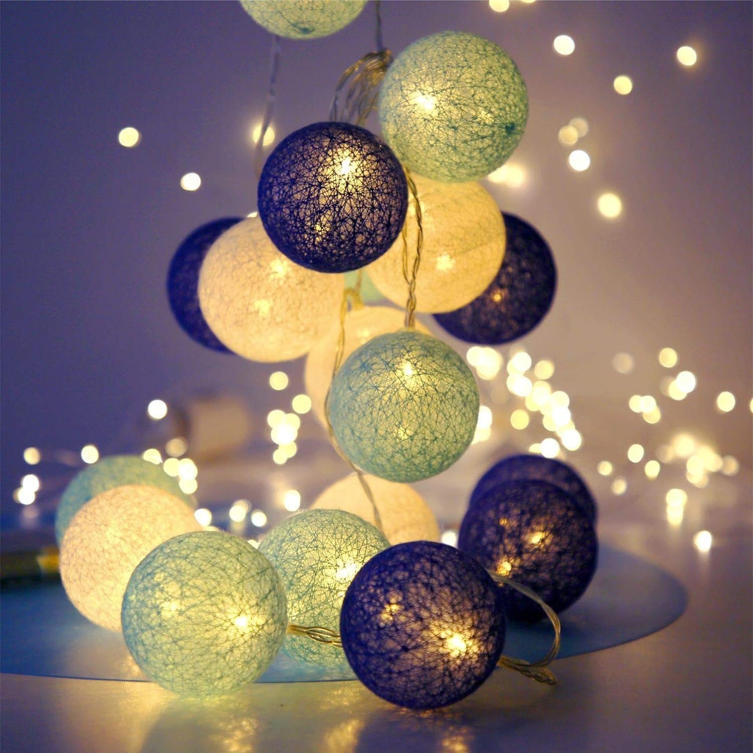 Devenirriche LED-Lichterkette LED Lichterkette Baumwollkugeln, 3,3m 20er Cotton Ball Lichterketten | Lichterketten
