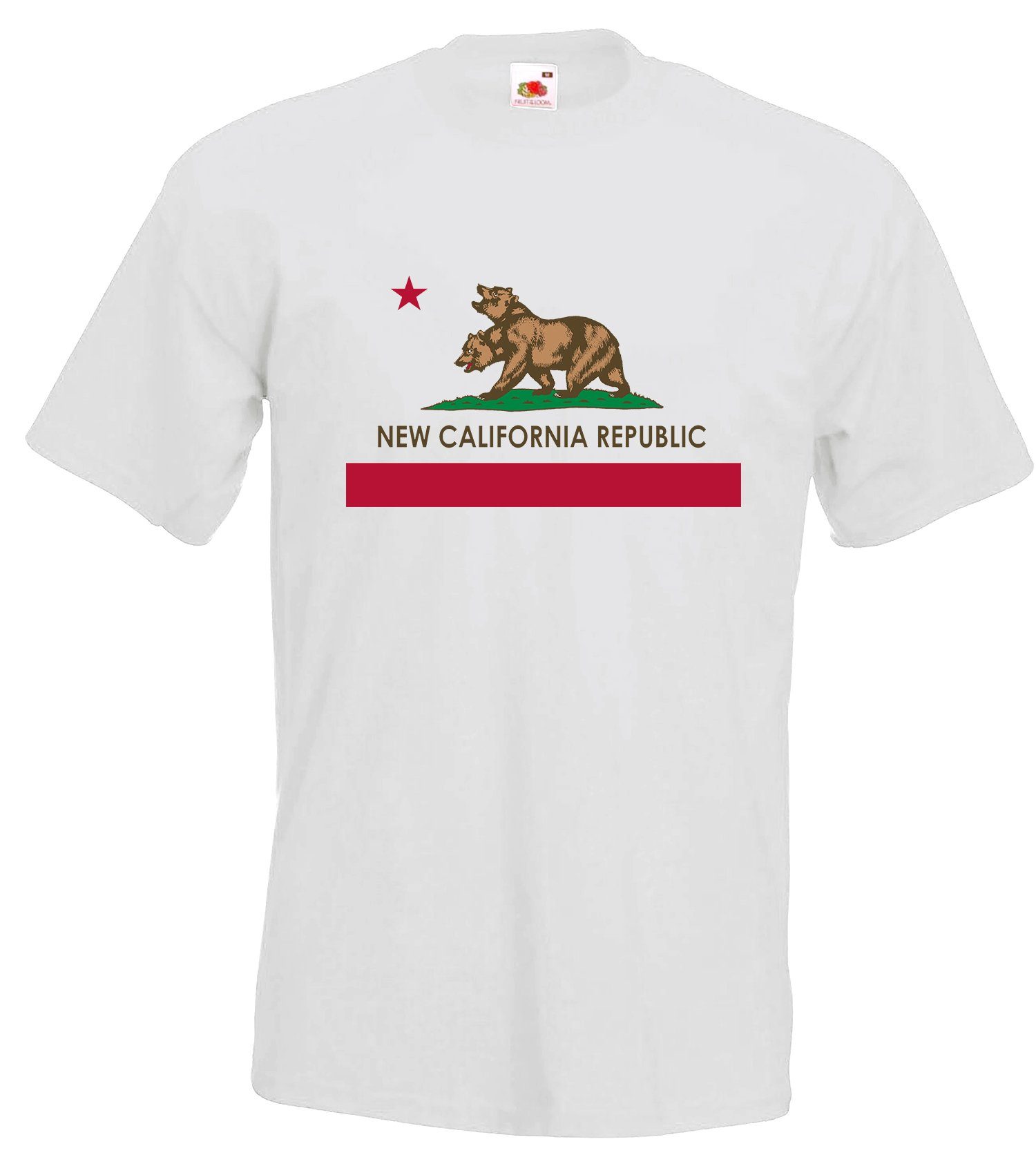 Youth Designz T-Shirt New Cali Rep Herren T-Shirt Mit trendigem Frontprint Weiß