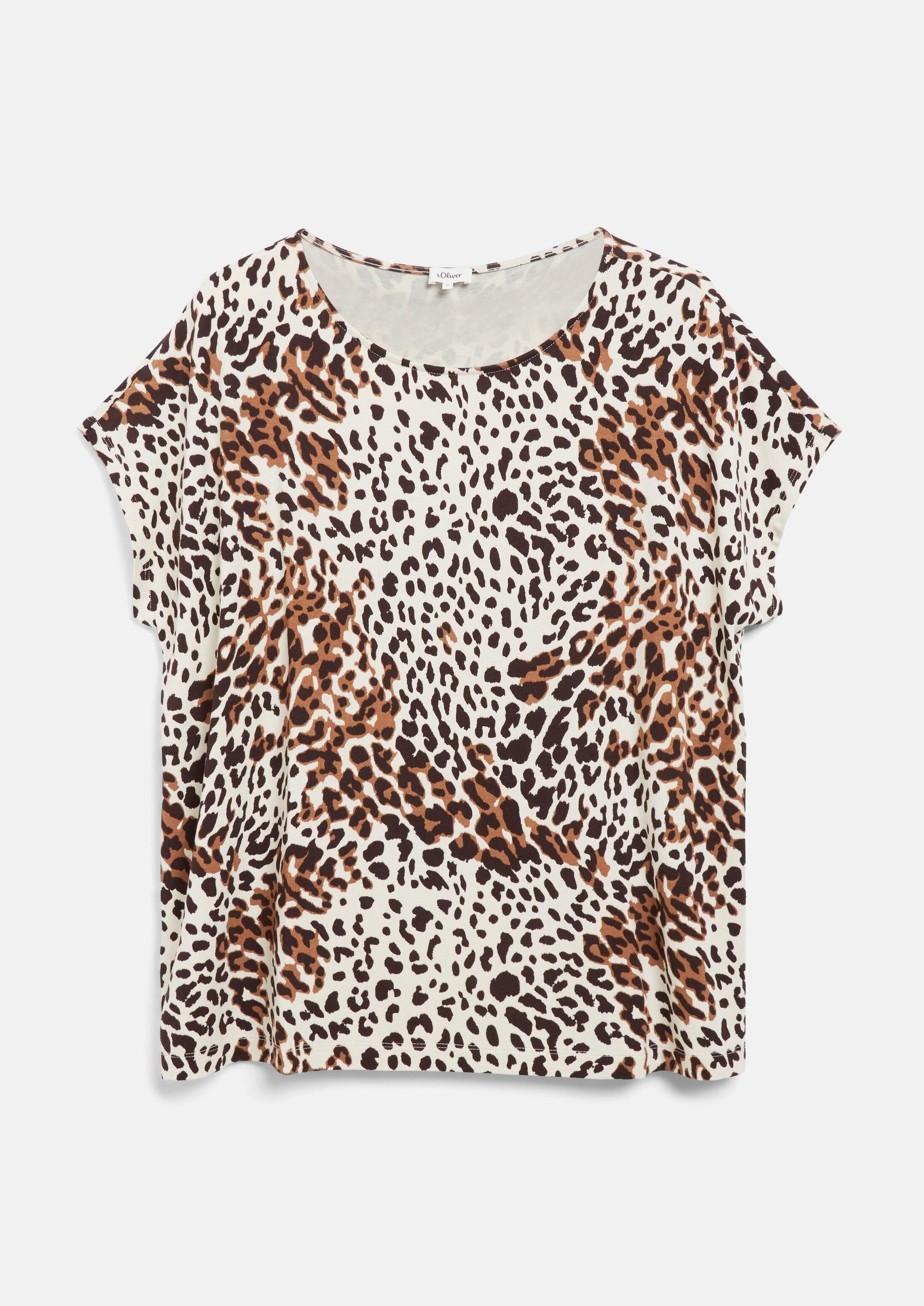 s.Oliver Kurzarmshirt T-Shirt Fließendes T-Shirt mit Leo-Print