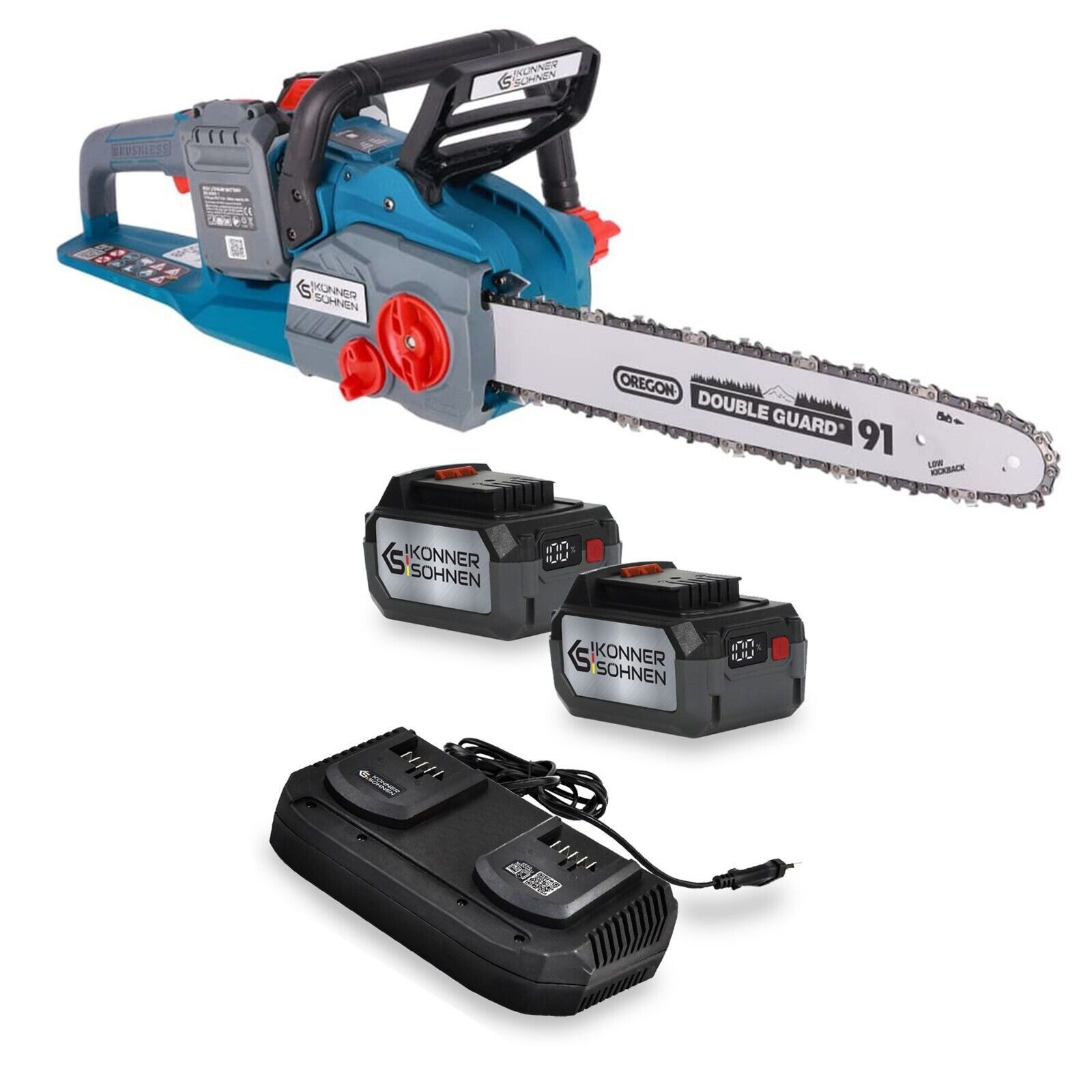 Könner & Söhnen Akku-Kettensäge KS CS40V-14 + KS C35A-2 + KS 20V4-1 (2 pcs), 1-tlg.