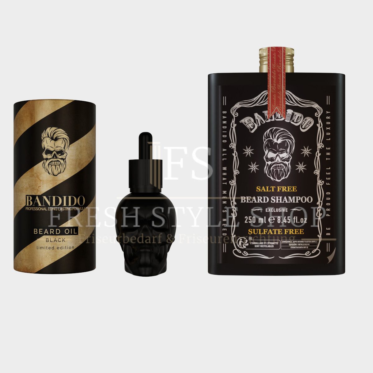 Bandido Bartpflege-Set Bart Öl 40ml + Bart Shampoo 250ml - Bartpflege Set, 2-tlg.
