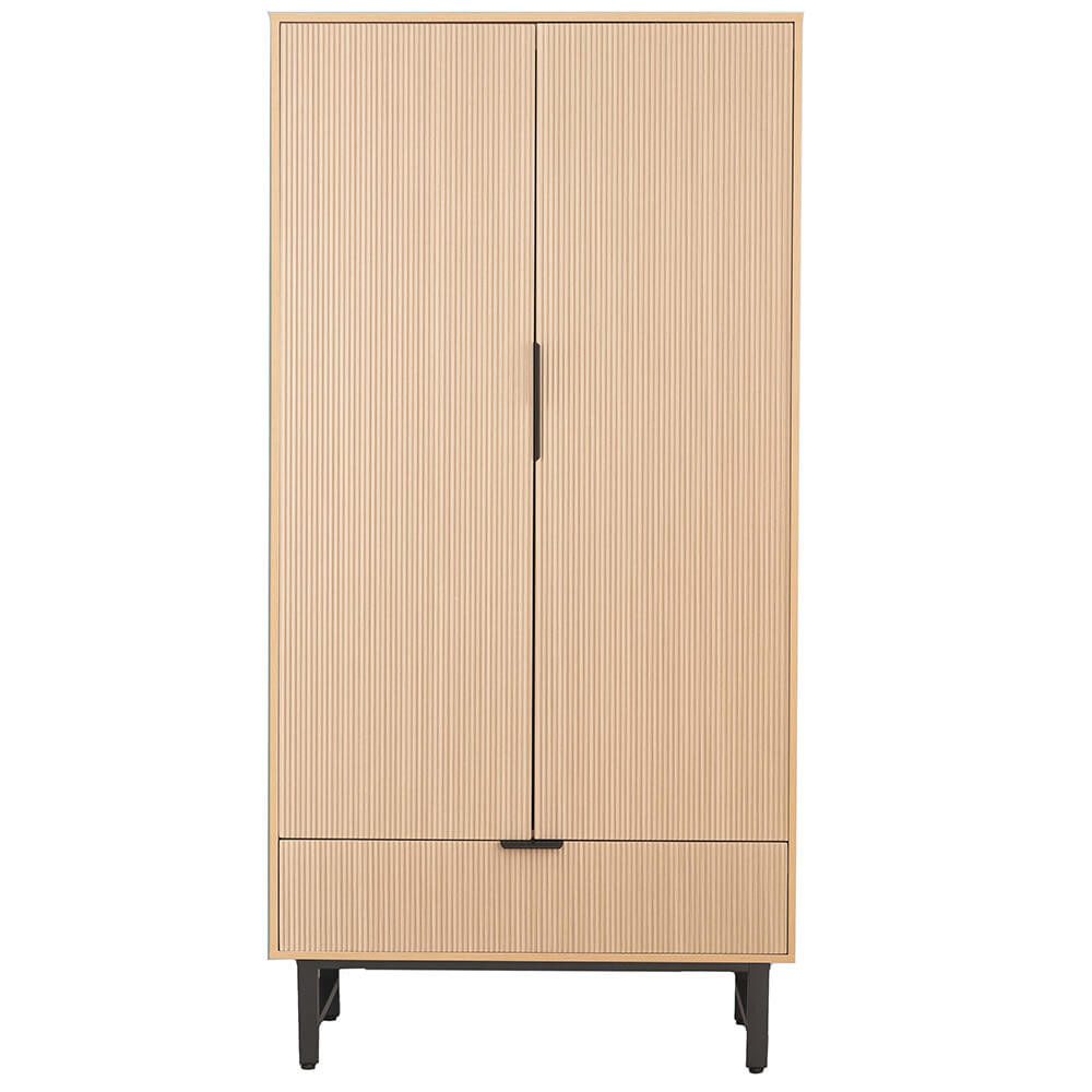 HOME DELUXE Kleiderschrank NYLA - 100 x 200 cm 2-türiger Kleiderschrank mit Lamellenfronten, Schlafzimmerschrank