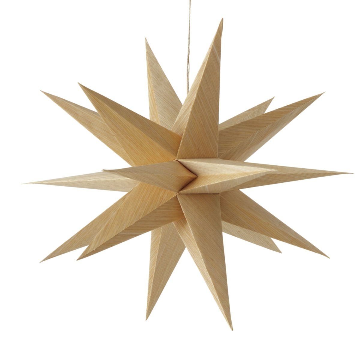 Spetebo Dekostern Papier Weihnachtsstern mit Holz Optik - 40 cm, Advents  Stern Fensterdeko zum Hängen - 3D Deko Hänger