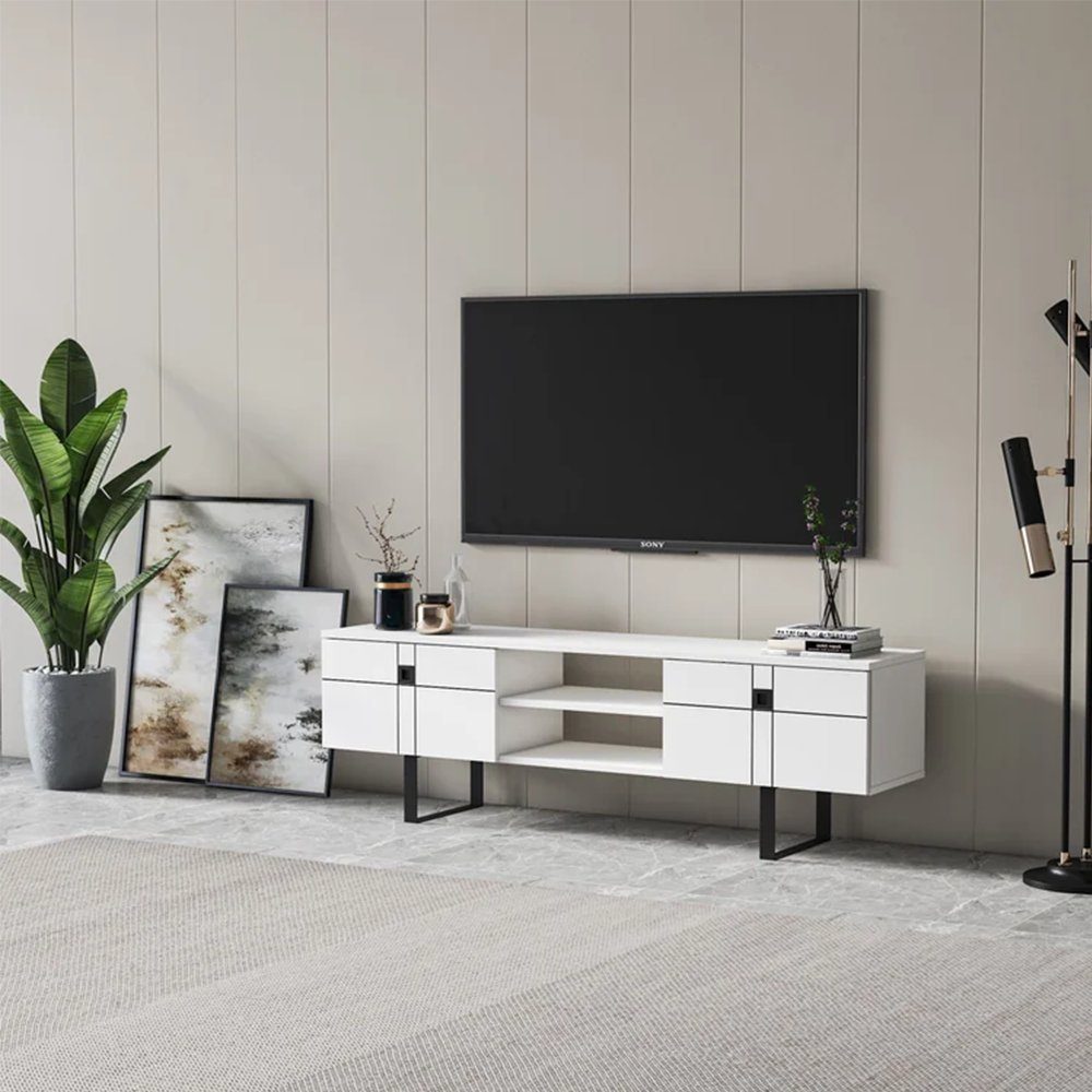 cm Weiß 160 Nussbaum cm oder TV-Schrank Schwarz x weiß/schwarz 50 & x 35cm Paulo TV-Schränke Minimadecor