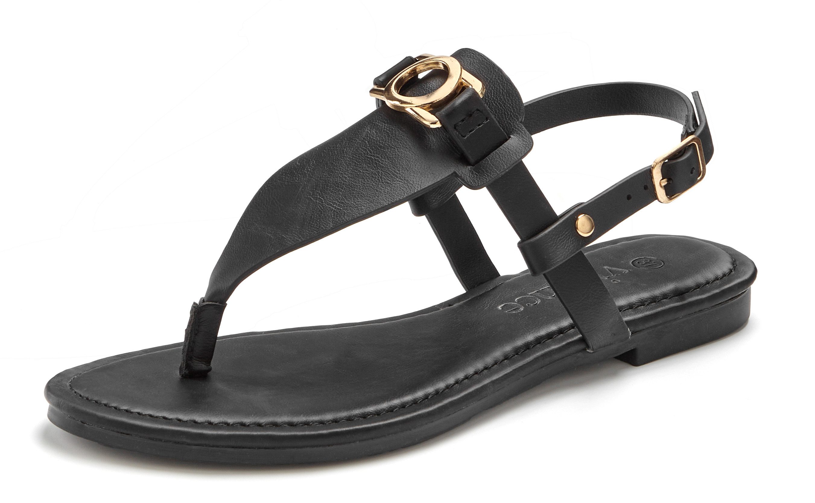 Vivance by Lascana Sandale, Sommerschuh, Pantolette, Zehentrenner NEU mit Schmuckelement & weicher Innensohle VEGAN