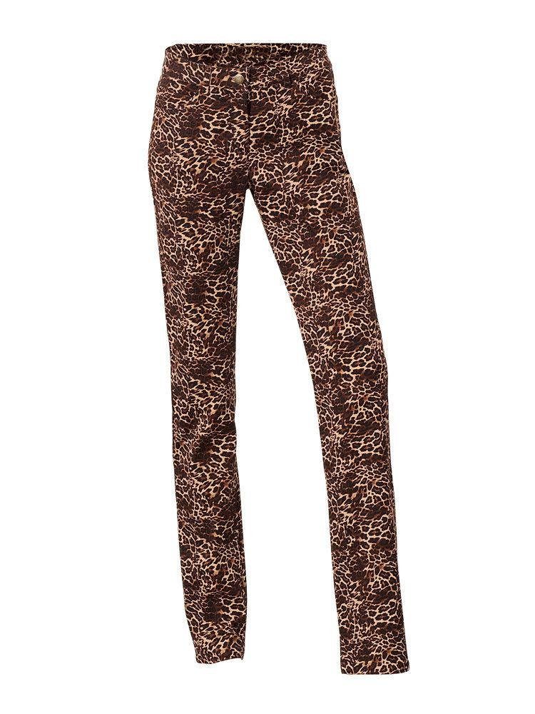 Chinohose Damen Druckhose Hose Animal-Print Chino Stretch braun 005954