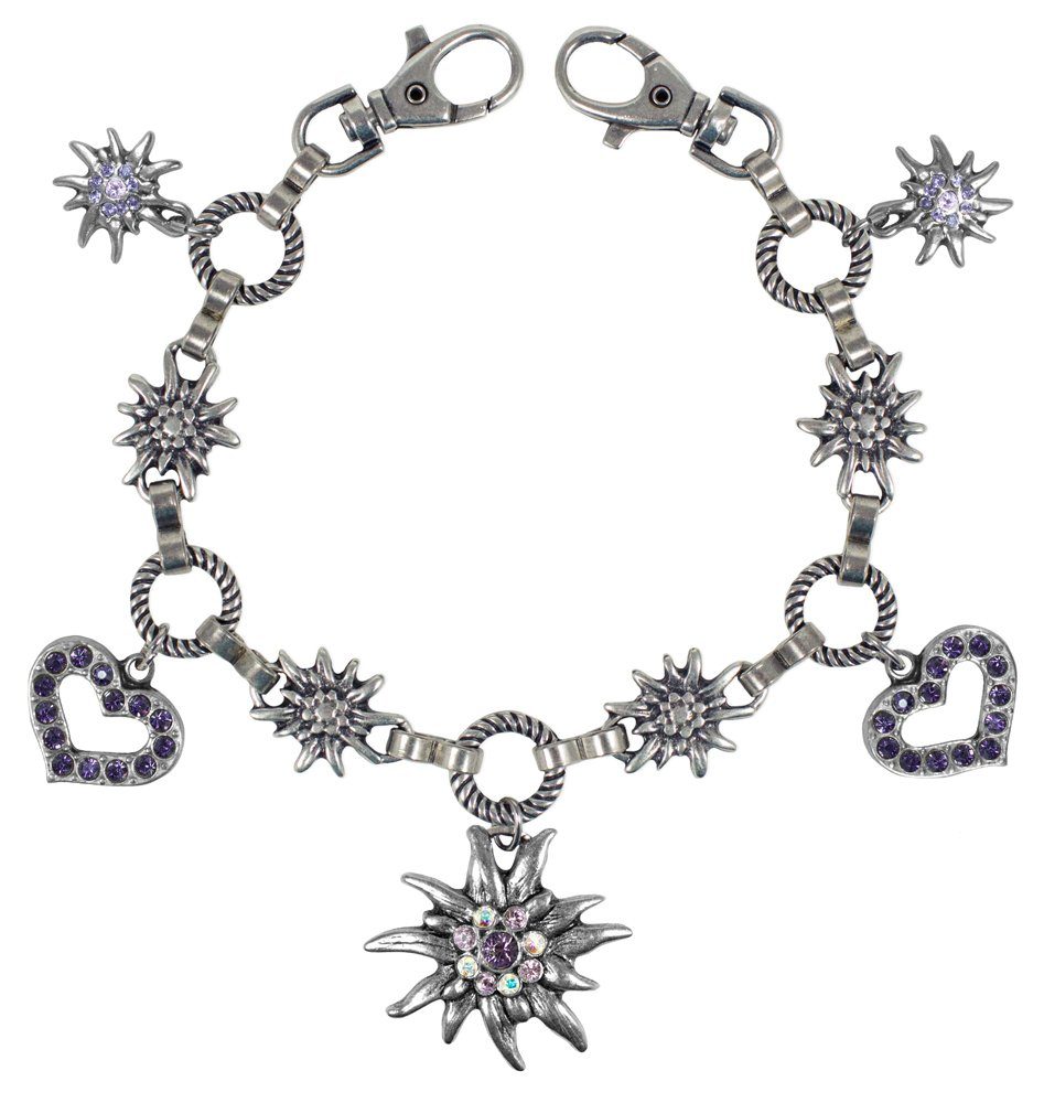 P.S. Schuhmacher Bauchketten und Fußketten Set Charivari Kette mit Edelweiß - Lila