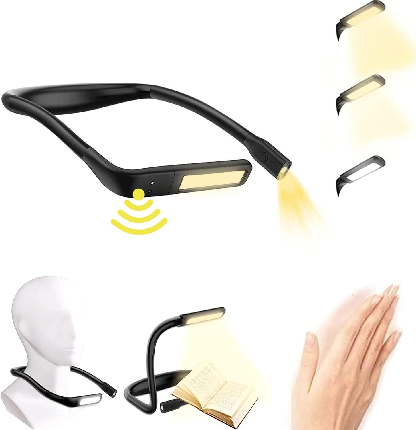 DESUO LED Leselampe Hals Leselampe Buchlampe Wiederaufladbar 3 Farben Stufenlose Dimmbar