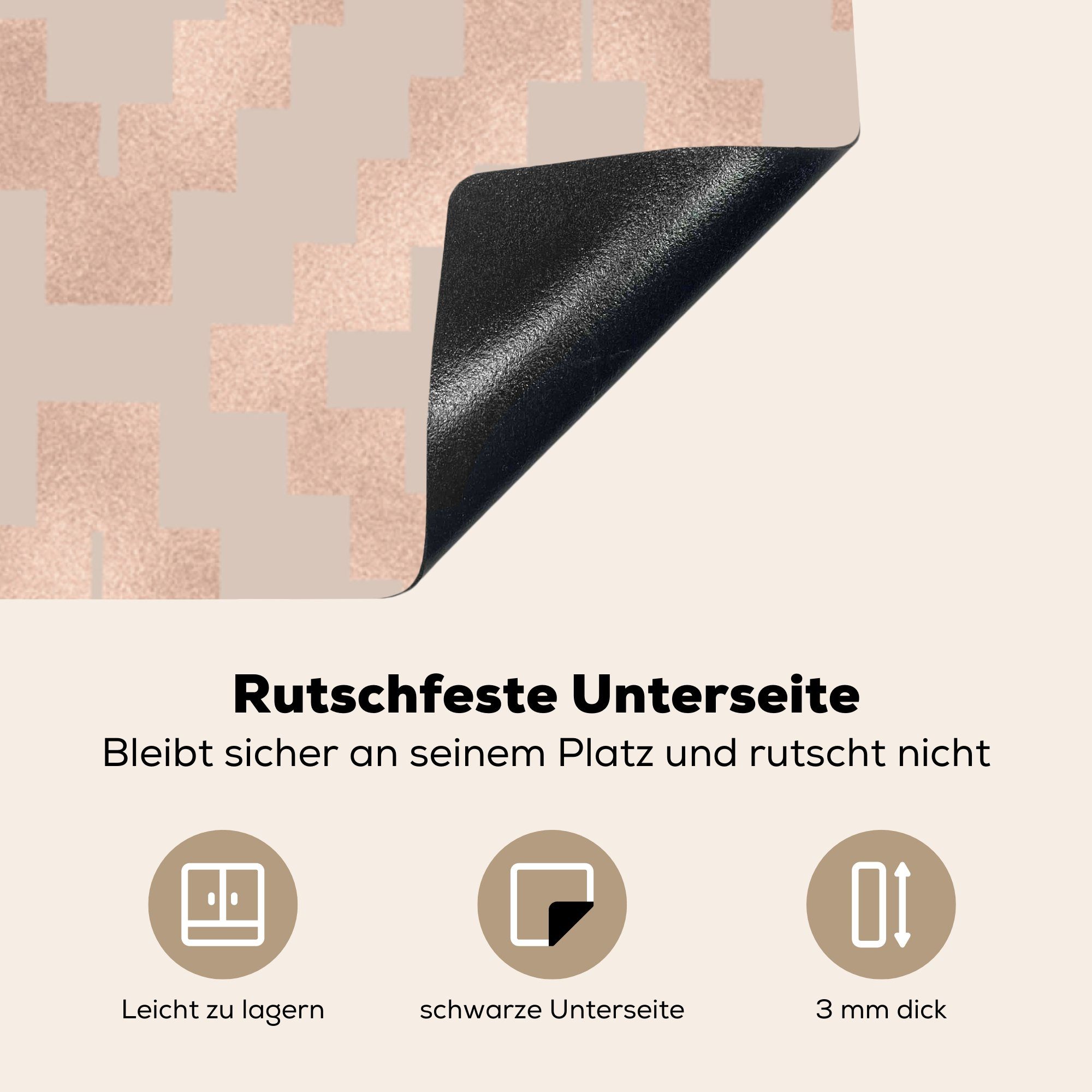 Herdblende-/Abdeckplatte küche Muster, - Rosa für tlg), Arbeitsplatte Vinyl, 78x78 (1 cm, Block - Ceranfeldabdeckung, MuchoWow