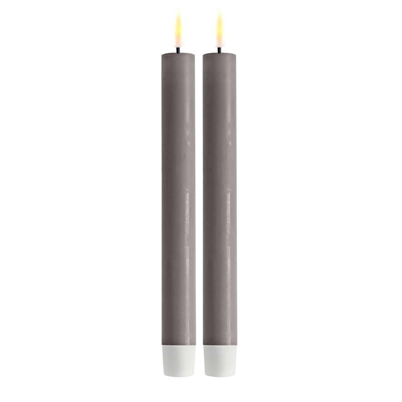 Deluxe Homeart LED-Kerze Deluxe HomeArt LED Grau Set 2 Stabkerze 24 cm