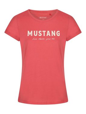 MUSTANG T-Shirt Damen Logo Printshirt Alexia C Logo Slim Fit (4-tlg) Basic Kurzarm Tee Shirt mit Rundhalsausschnitt aus 100% Baumwolle