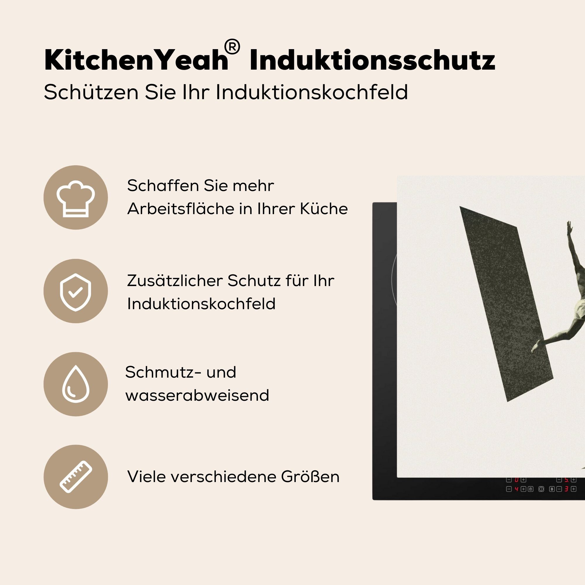 MuchoWow Herdblende-/Abdeckplatte Jahrgang - tlg), die küche, für cm, Schutz Mann Design, Ceranfeldabdeckung 81x52 (1 - Vinyl, Induktionskochfeld