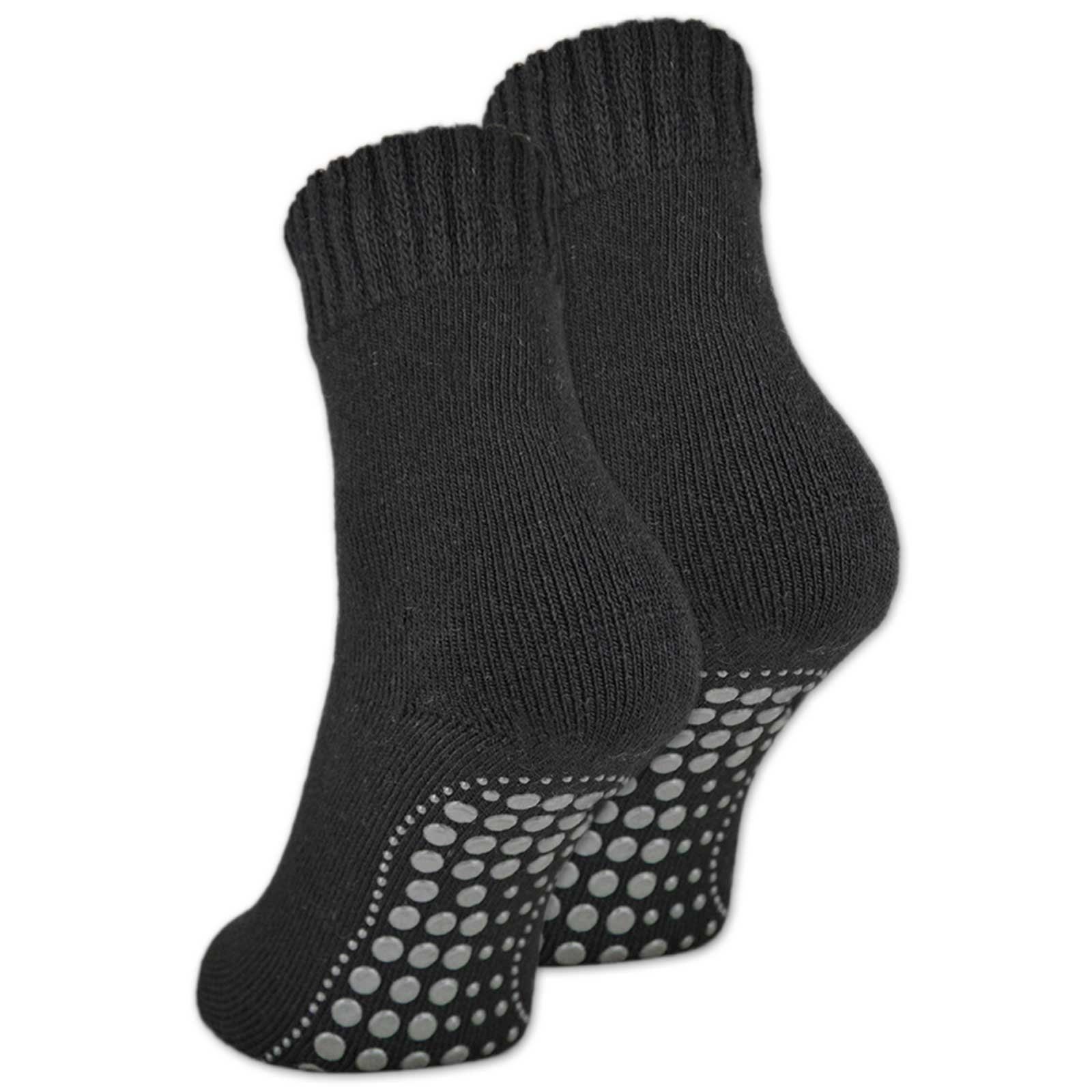 sockenkauf24 ABS-Socken 2, 4 oder 6 Paar Damen & Herren ABS Носки Anti Rutsch (Schwarz, 2-Paar, 43-46) Носки mit Wolle - 21463 WP